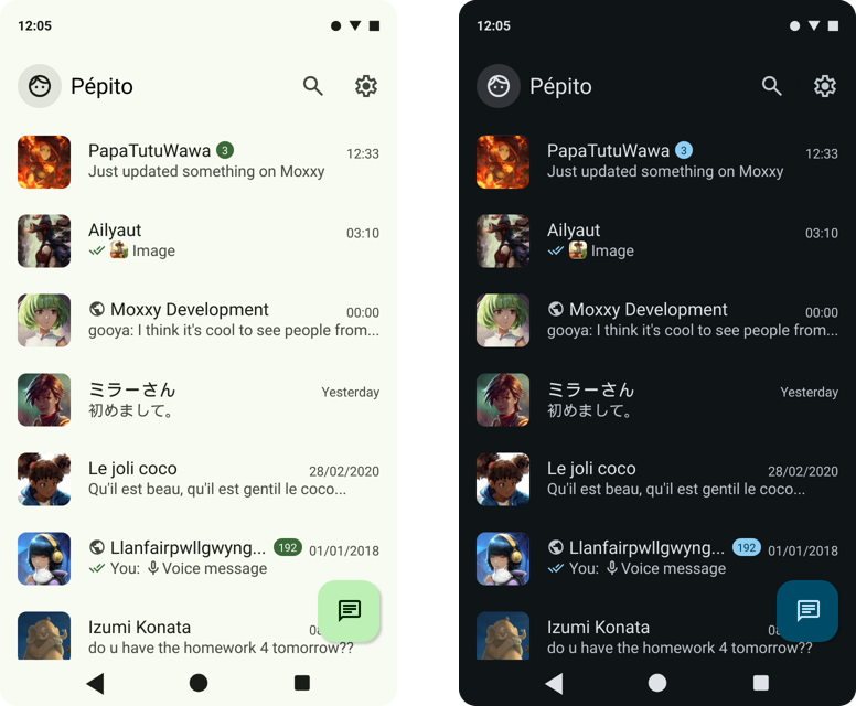 Light and dark themes