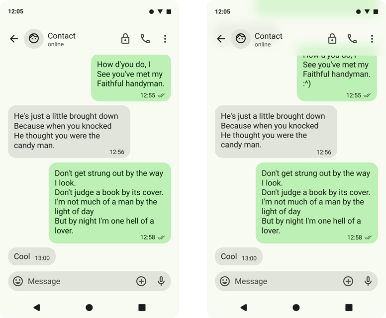 Chat screen with blurred header