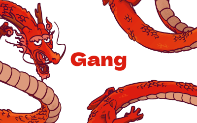 Gang A red chinese dragon drawn in a manga style